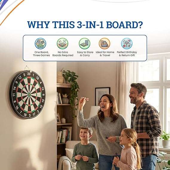 3-in-1 Magnetic Dart Board Indoor Game SetSub Main image