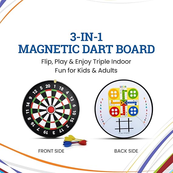 3-in-1 Magnetic Dart Board Indoor Game SetSub