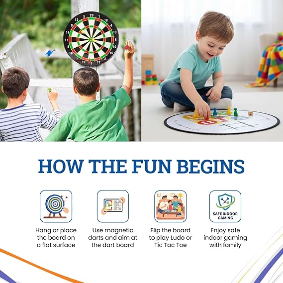 3-in-1 Magnetic Dart Board Indoor Game SetSub
