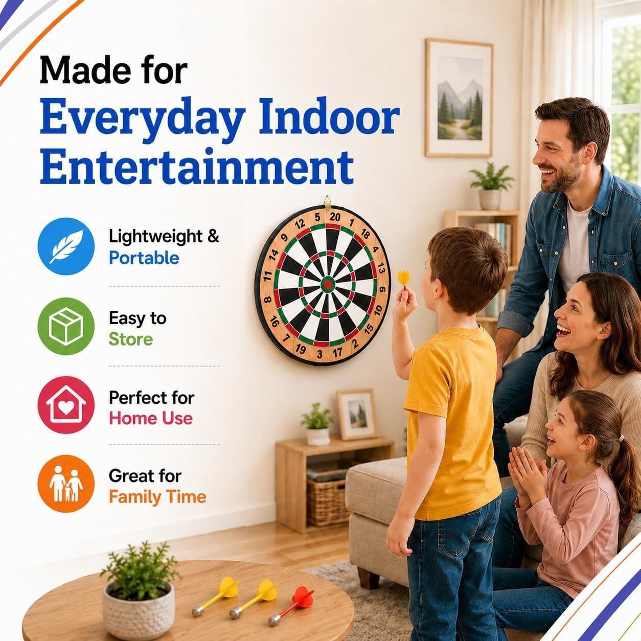 2-in-1 Magnetic Dart Board with Chess Game Main image