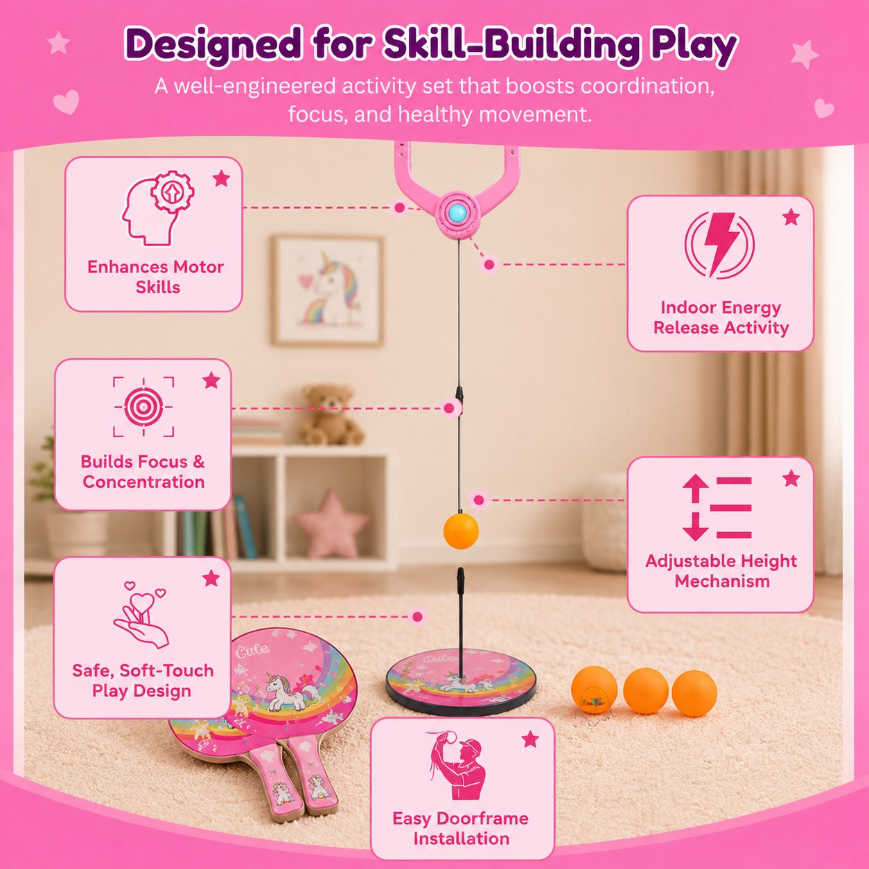 Deluxe Ping Pong Training Set for Kids & Beginners