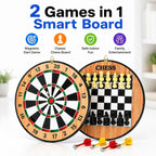 2-in-1 Magnetic Dart Board with Chess Game
