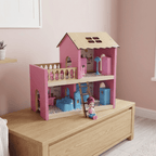 Wooden Dollhouse for Girls – 2 Floor Princess Dollhouse Playset