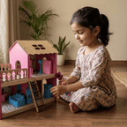 Wooden Dollhouse for Girls – 2 Floor Princess Dollhouse Playset