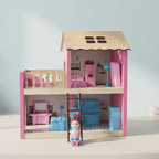 Wooden Dollhouse for Girls – 2 Floor Princess Dollhouse Playset
